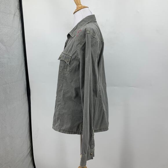 Gramicci Shirt Womens L Large Shitake Long Sleeve Button Up Pearl Snap Western - Picture 4 of 10